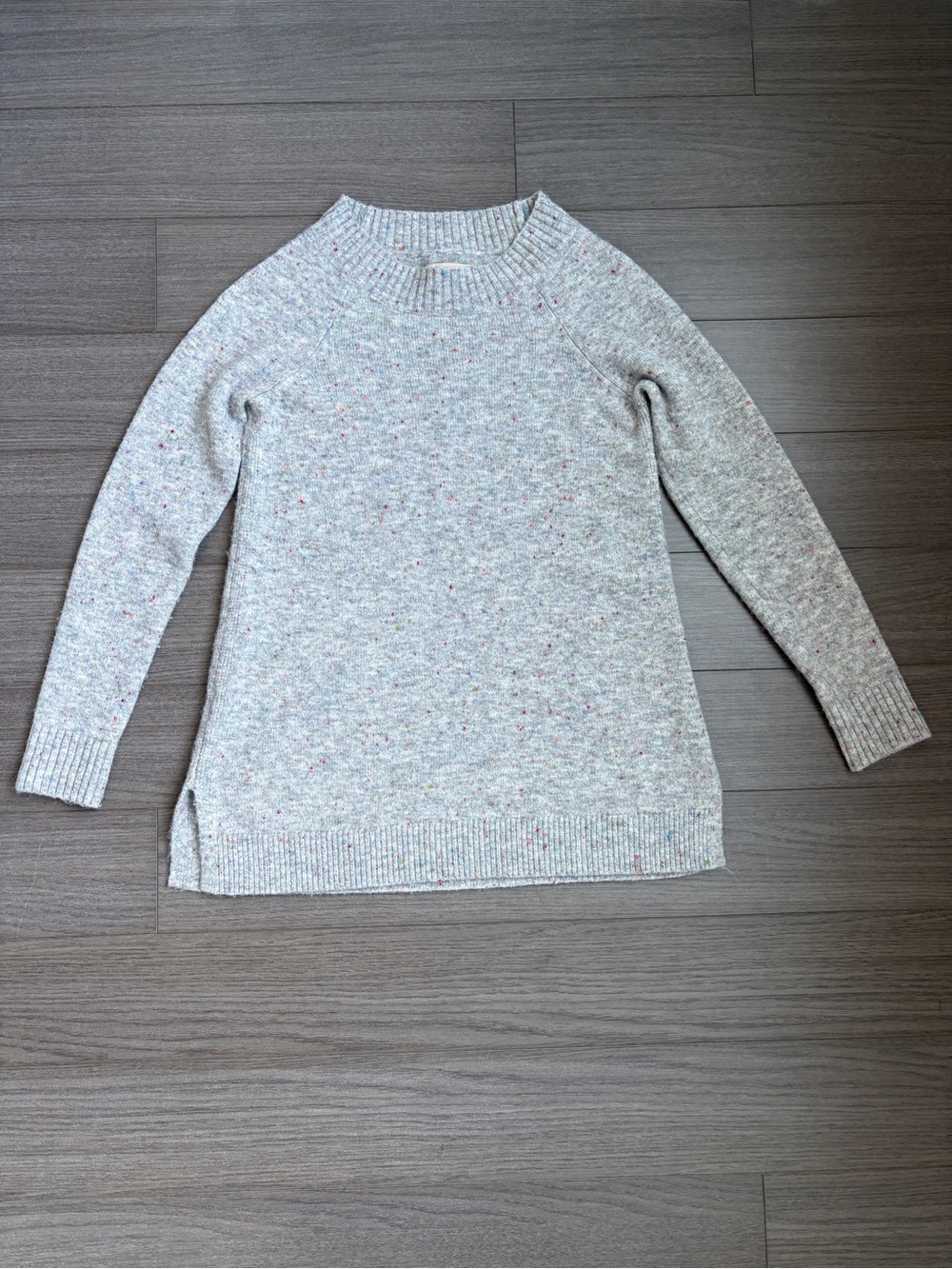 LOFT Women's Light Grey Speckled Crewneck Sweater (size XXSP)